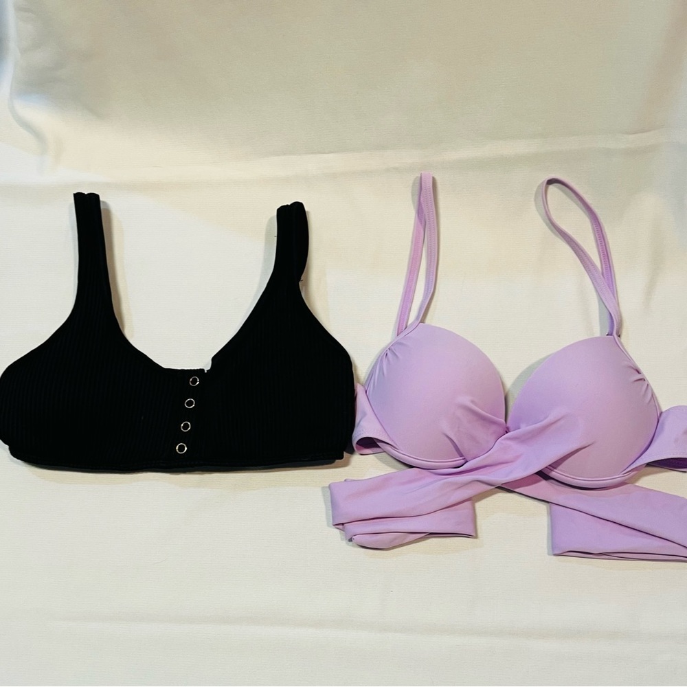 HOLLISTER 2 PCS BUNDLE Hollister Black Bikini Top & Lavender Wrap Bikini Top